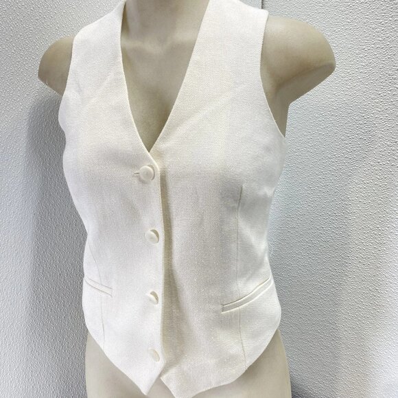 Reiss Women’s Devon Linen Twill Tailored Vest Size 2 White — Fully Lined - Picture 10 of 12